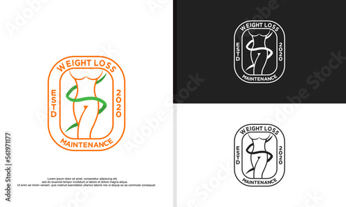 weight loss logo designs illustration, woman diet logo.