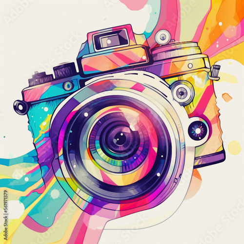 Camera cartoon graphic image colorful illustration. High quality illustration
