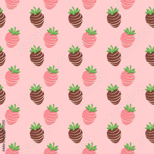 Seamless pattern with chocolate covered strawberries. © Zhanna