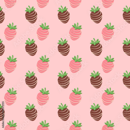 Seamless pattern with chocolate covered strawberries.