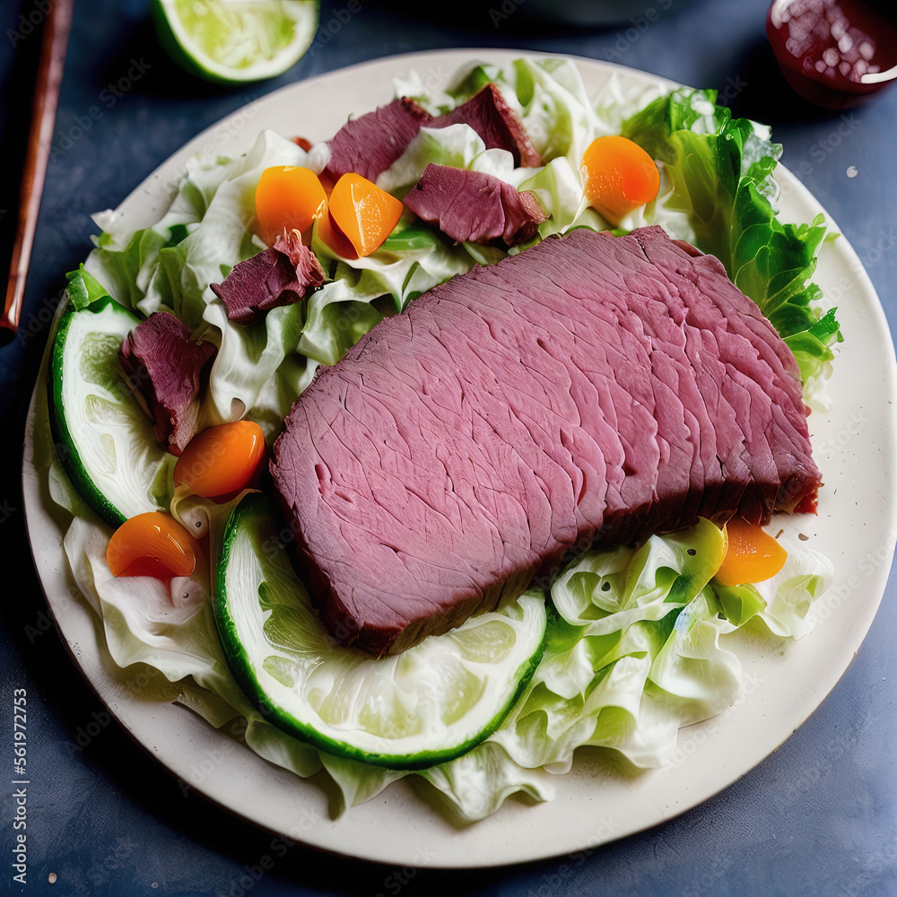professional close-up of a irish corned beef and cabbage, San Patrick's Day - AI Generated