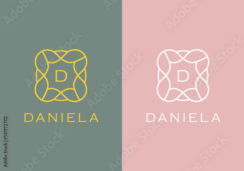 Flower initial letter D logo design