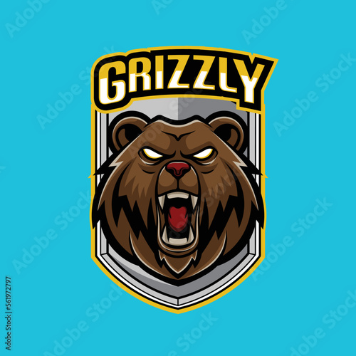 Vector grizzly bear mascot logo template