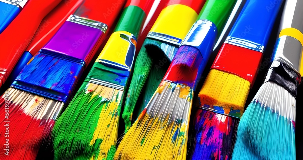 Fototapeta premium colorful paint brush, illustration, Generative AI