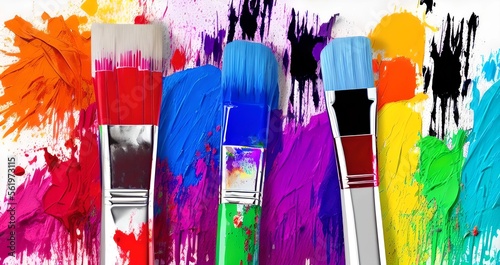 colorful paint brush, illus...
