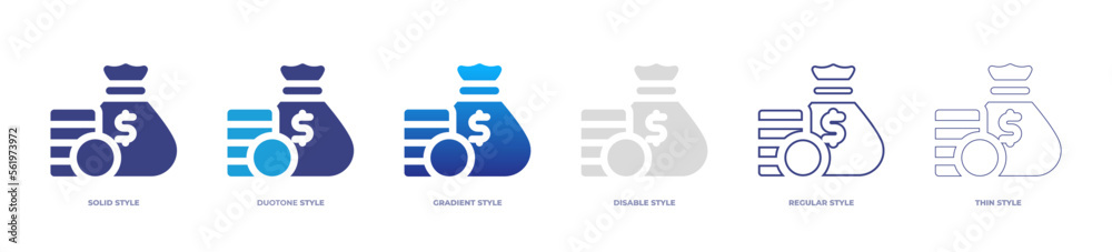 Fund icon set full style. Solid, disable, gradient, duotone, regular, thin. Vector illustration and transparent icon.