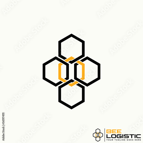 Logo design graphic concept creative abstract premium free vector stock simple unique lineout 5 hexagons like bee house. Related to animal or precision