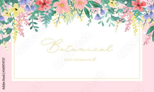 Floral and leaf card. watercolor design. For banners, posters, invitations, etc.