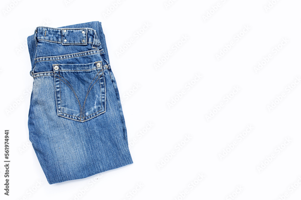 Blue jeans on white background. Blue jeans on white background.