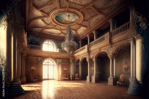 Slika na platnu Middle Ages royal palace ballroom Generative AI