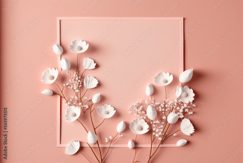 Obraz premium Flower on pink background. Generative Ai.