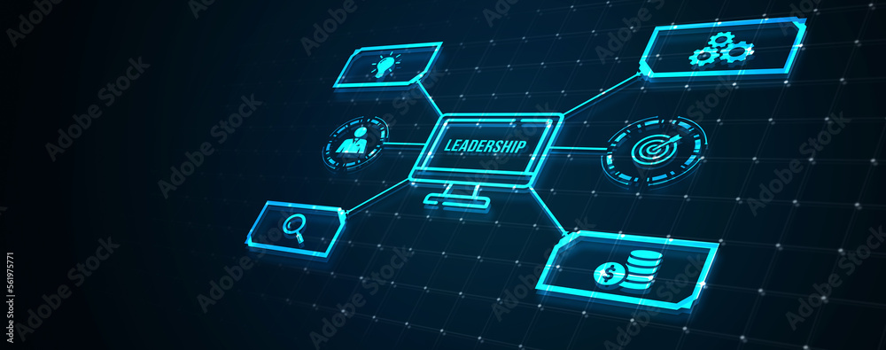 Naklejka premium Internet, business, Technology and network concept. Leadership business management. 3d illustration.