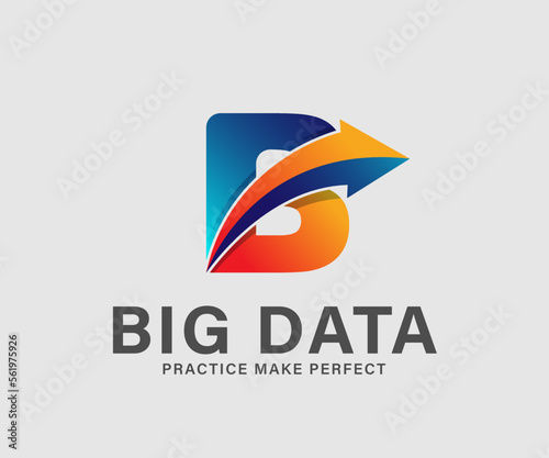 logotype letter D for delivery logo design concept illustration, Letterhead B with arrow for fast delivery logo