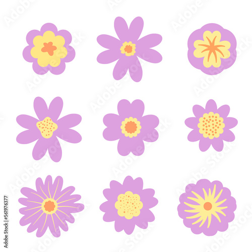set of flower doodle. floral doodle. cute flower. © finatarastic
