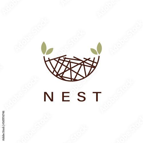 bird nest vector logo design illustration