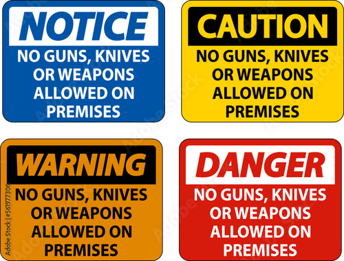Notice Gun Rules Sign No Guns, Knives Or Weapons Allowed On Premises