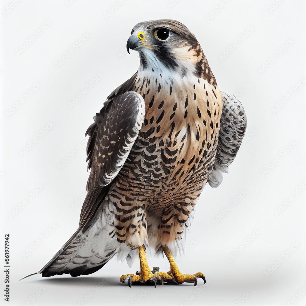 Falcon full body image with white background ultra Stock Illustration