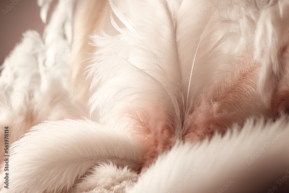 Fototapeta premium close up of fluffy bird's feathers. Generative AI