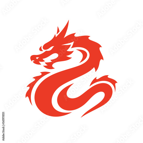 Tribal dragon silhouette logo design, dragon vector icon