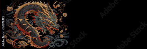 Japanese Irezumi Wallpapers | Banners | Facebook covers | Japanese Irezumi banners | Ai Generative | Dragon in Japanese art style