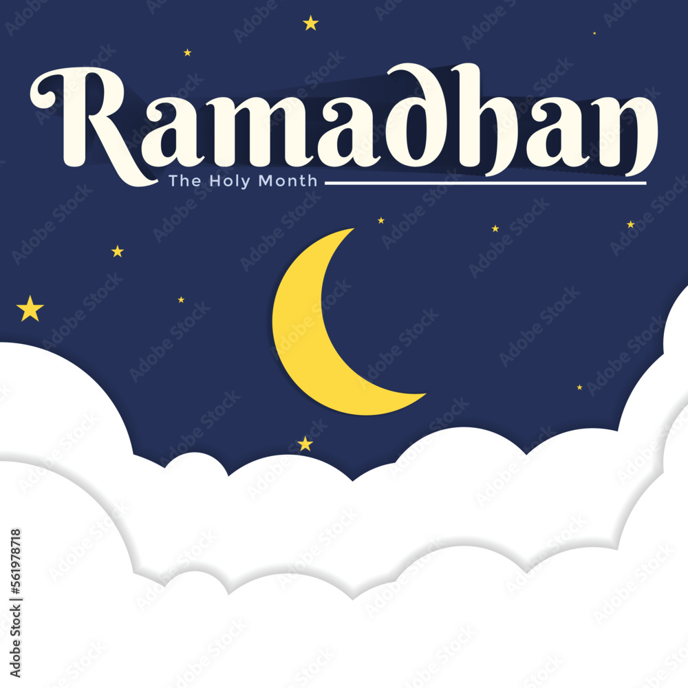 Paper cut model ramadan vector greeting card