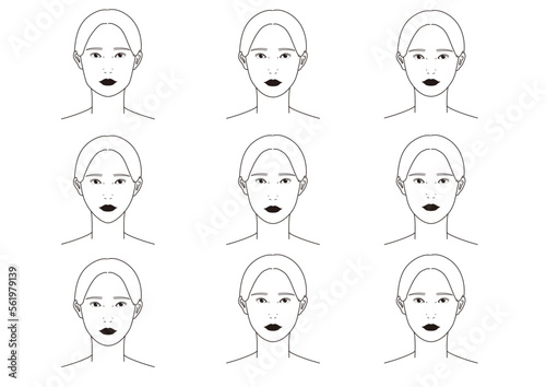 様々な女性の顔の形