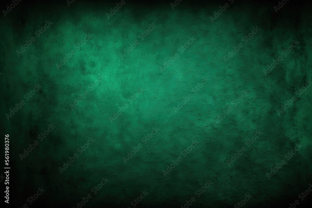Wall texture in a dark green for a designer backdrop. Plaster of artistry. rough surface with light. abstract design. luminous background raster picture. Generative AI