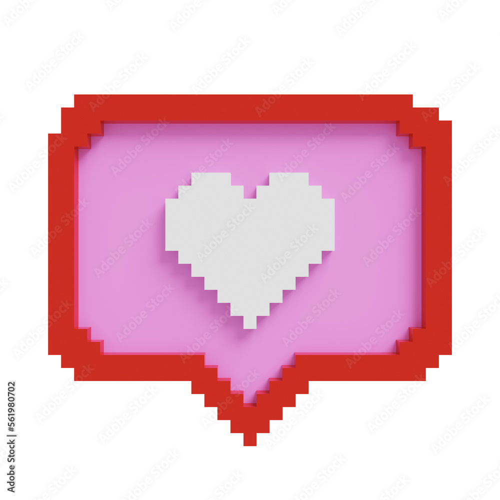 Fototapeta premium White heart with 3D pink bubble like sign. Social networks notification icon.