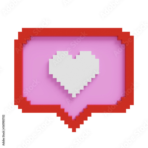 White heart with 3D pink bubble like sign. Social networks notification icon. photo