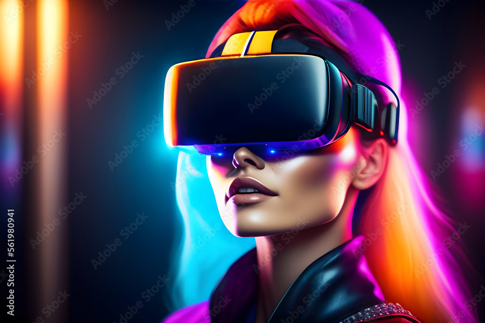 VRゴーグルをつけた女性, Non-existent human, Unreal human generative ai VRゴーグルをつけた女性, Non-existent human, Unreal human generative ai