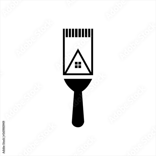 Home renovation vector logo design with house in brush concept.
