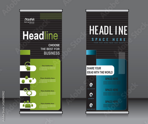 Roll up banner template design,banner layout, advertisement, pull up, polygon background.