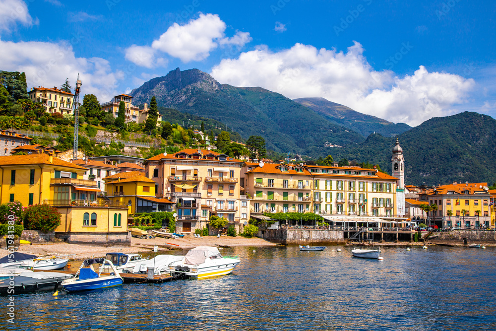 Street view of Menaggio town in lake Como, Lombardy, northern Italy