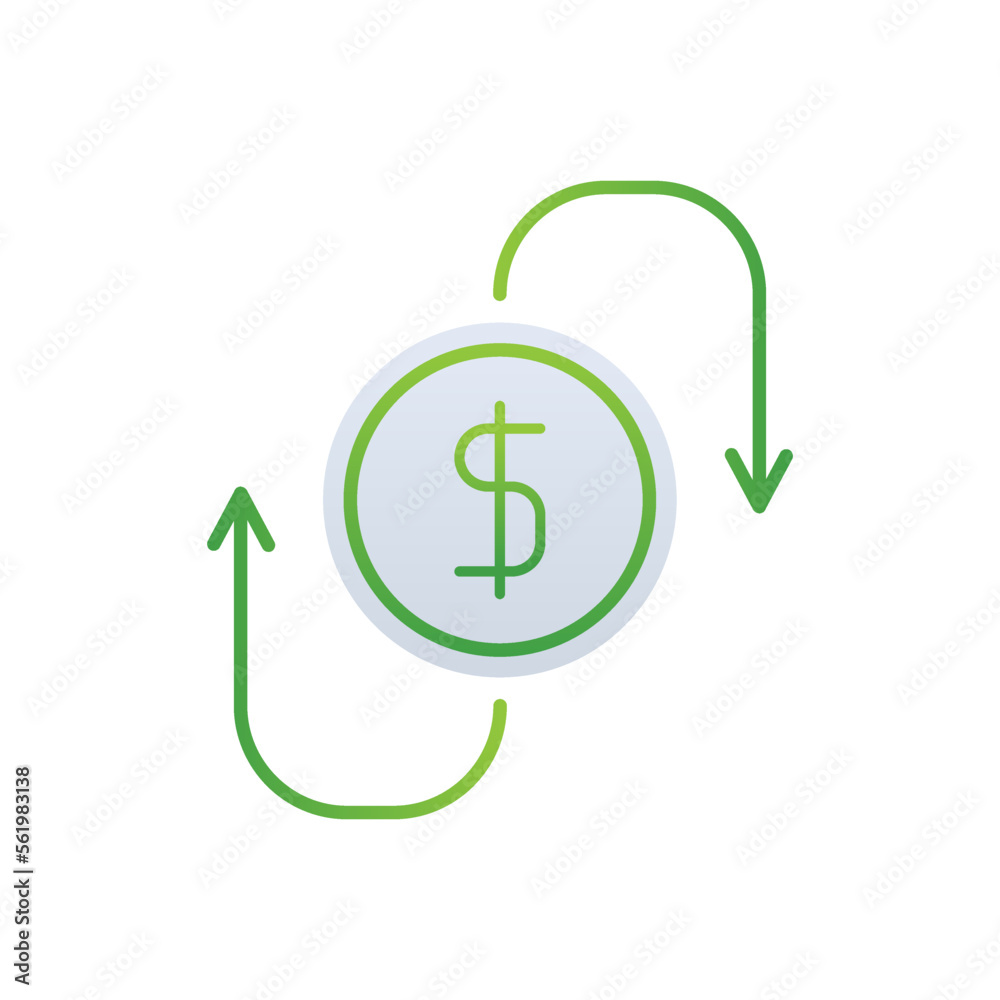 Money Flow business management icon with green duotone style. Investment, cash, sign, dollar, currency, finance, banking. Vector illustration Money Flow business management icon with green duotone style. Investment, cash, sign, dollar, currency, finance, banking. Vector illustration