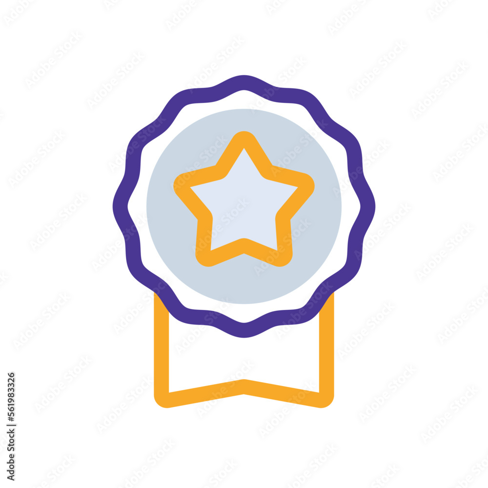 Achievement business management icon with purple and orange duotone style. Best, prize, medal, trophy, badge, isolated, ribbon. Vector illustration Achievement business management icon with purple and orange duotone style. Best, prize, medal, trophy, badge, isolated, ribbon. Vector illustration