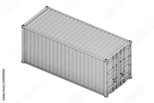 isometric white import and export cargo box , 3d rendering