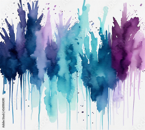 abstract watercolor painting with blue and purple as main colors  paint splash  tint texture  grunge and clean - Generative AI Illustration