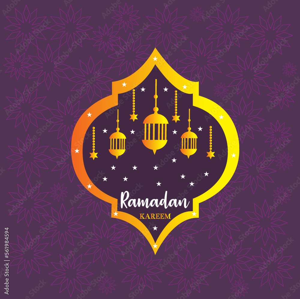 Ramadan kareem islamic greeting card background vector illustration. 