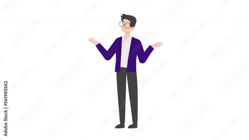 Man Presenting Gesture.Businessman presenting character design.