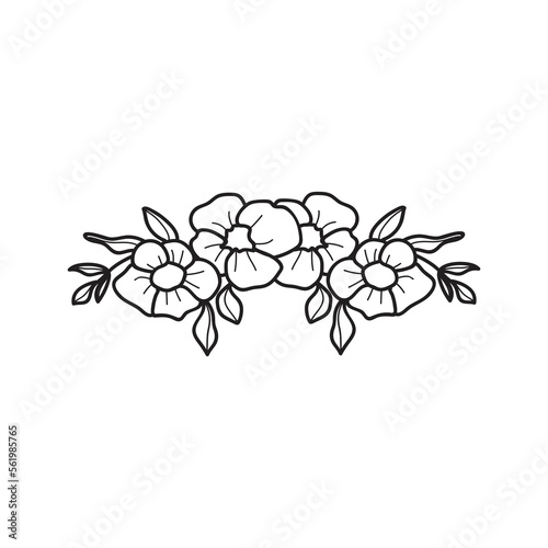 Art collection of natural floral herbal leaves flowers in silhouette style. Decorative beauty elegant illustration for hand drawn floral design 