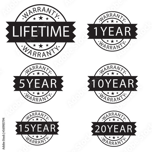 set of  warranty logo stamp on white background,flat style,Sign, label, sticker.Vector illustration.,Vector warranty number. 7, 30, 3, 1, 2, 3,6, 5, 10, 15,,20life time,logo design. vector illustratio
