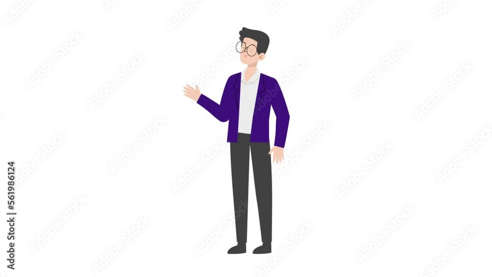 Man Presenting Gesture.Businessman presenting character design.
