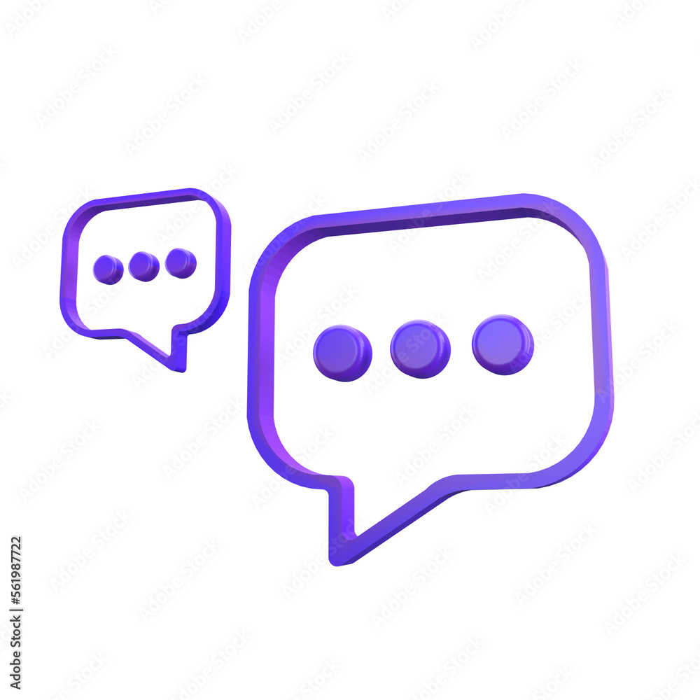 3D icon bubble chat social media isolated 3D icon bubble chat social media isolated