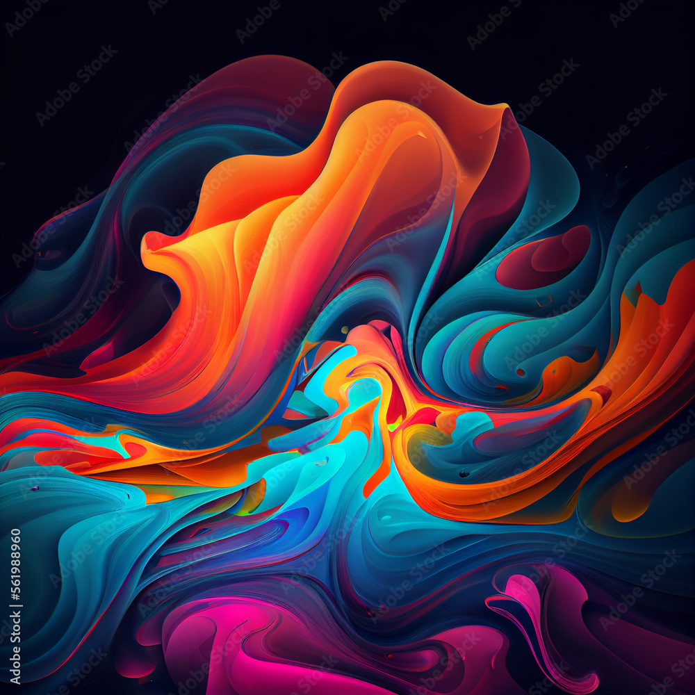 Abstract background of vibrant colors and shapes, inspired by the movement of water