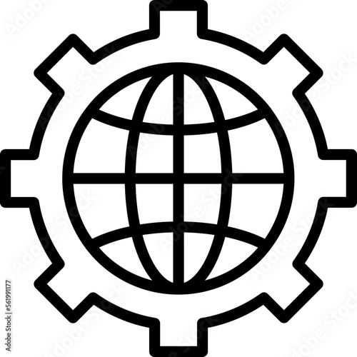 Cogwheel, global coverage Vector Icon which can easily modify or edit

