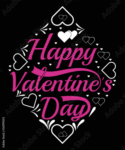 happy valentines day lettering concept t shirt design