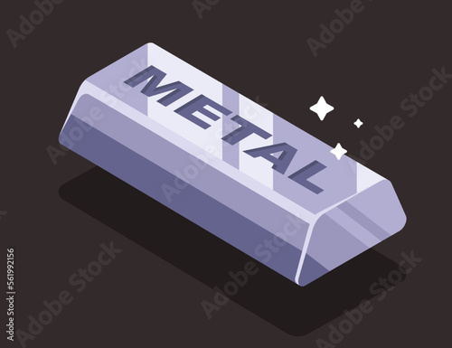 metal palletized gray ingot on a dark background. material for metallurgy. flat vector illustration.