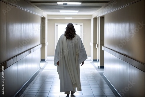 Jesus Christ walking in the corridors of a hospital