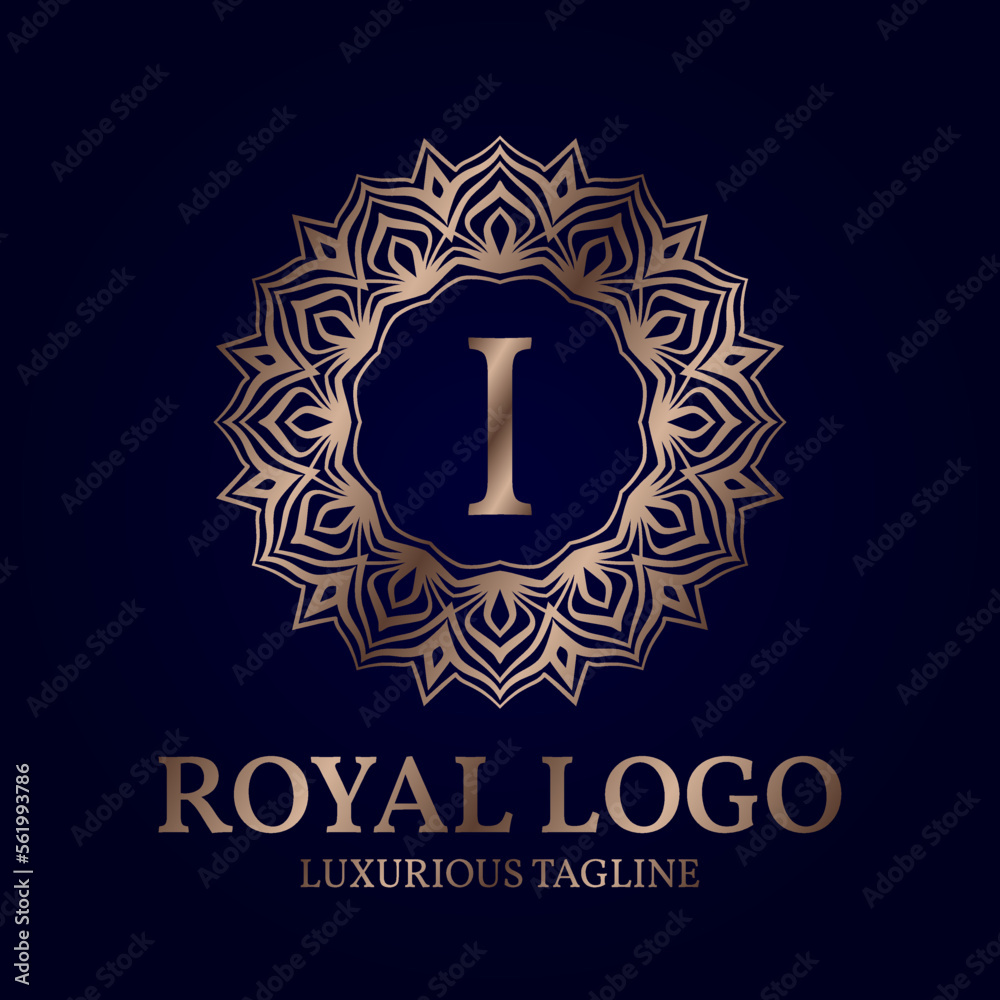 letter I royal circular vector logo design