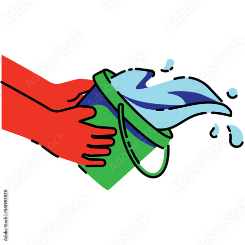 splashing water with plastic bowl